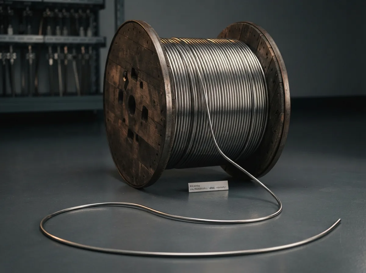 Coiled seamless stainless steel tubing on a reel