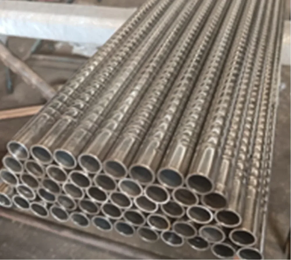 Rigid seamless corrugated stainless steel heat exchanger tube